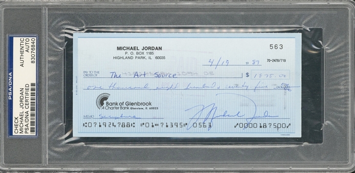 1989 Michael Jordan Signed Personal Check (PSA/DNA)